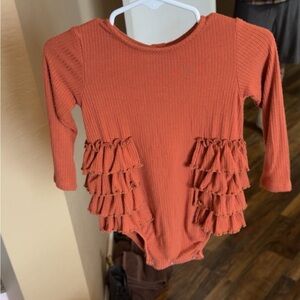 Kate Quinn Rust Bodysuit with Ruffle Details